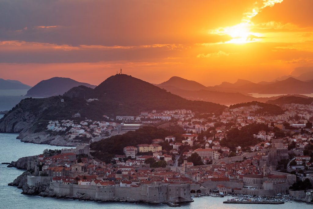 Sunset over Dubrovnik. What to do in Dubrovnik at night.